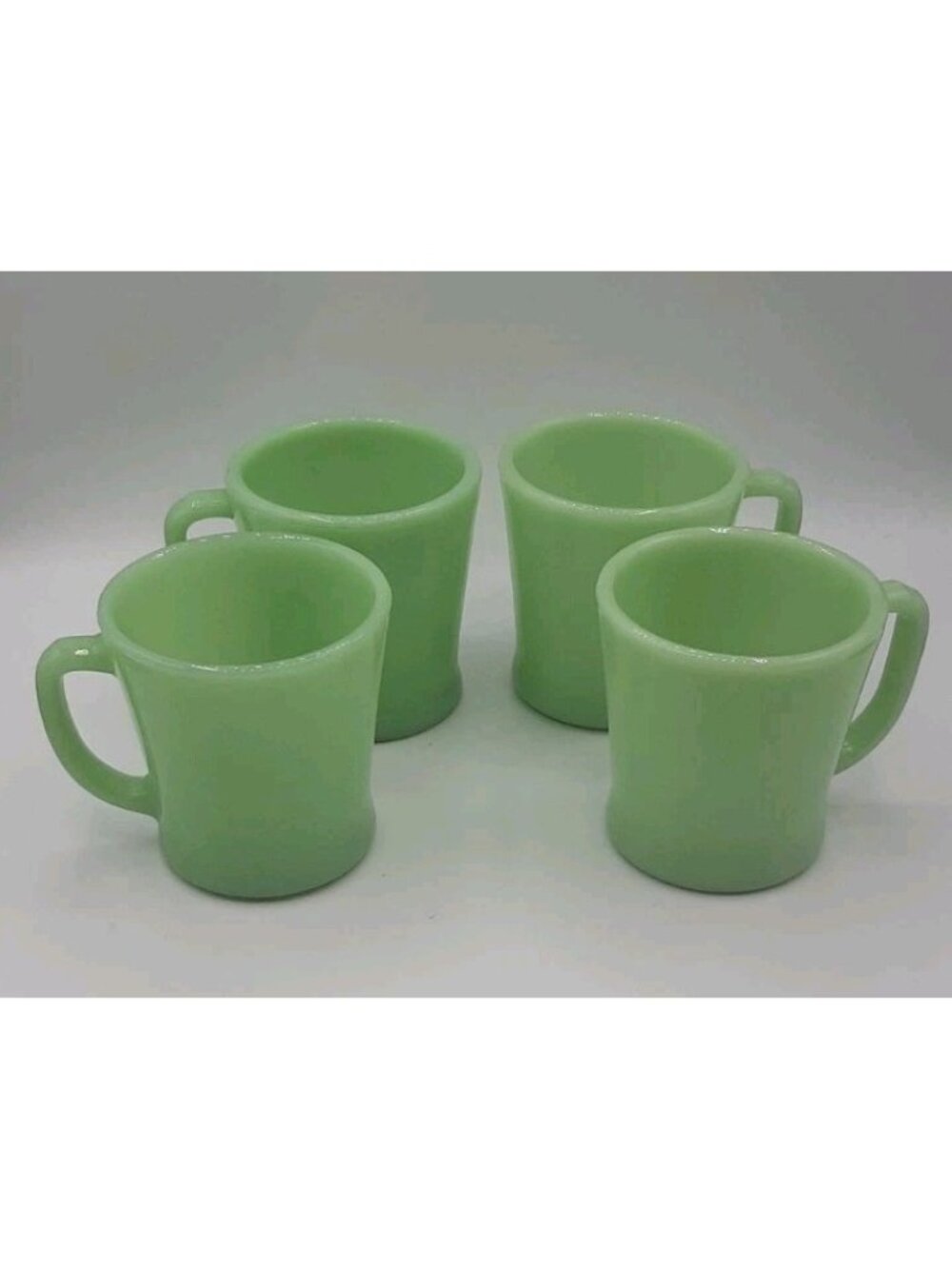 Vintage Set of 4 Fire King Oven Ware Green Jadeite Coffee Mugs Cups USA